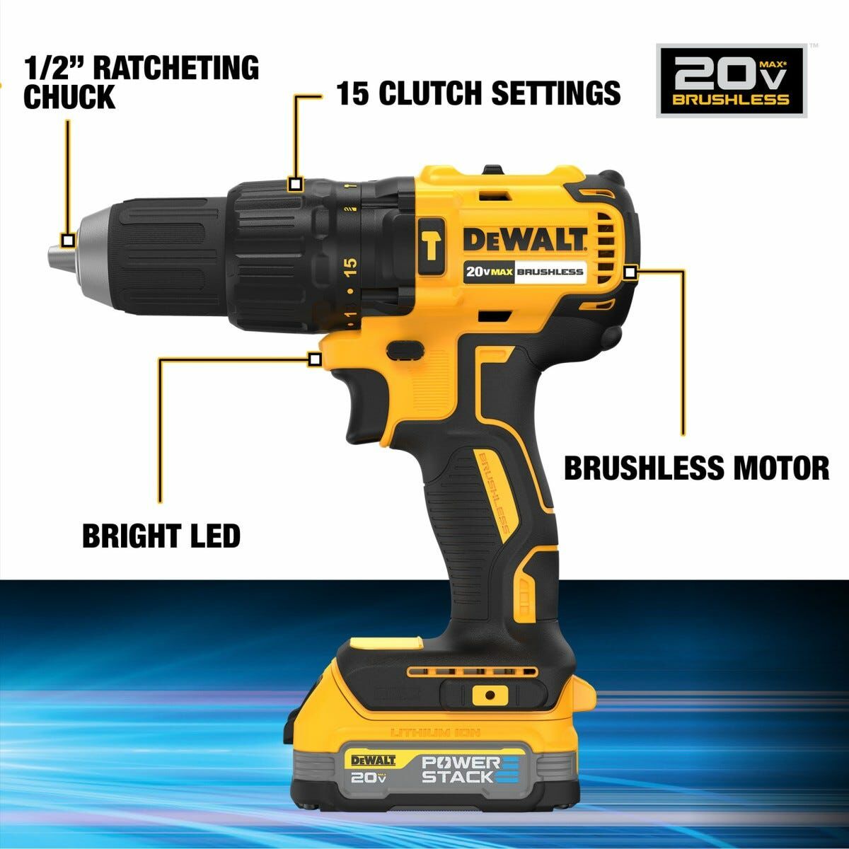 DeWALT 20V MAX* Brushless 1/2- In  Hammer Drill/Driver PowerStack Kit